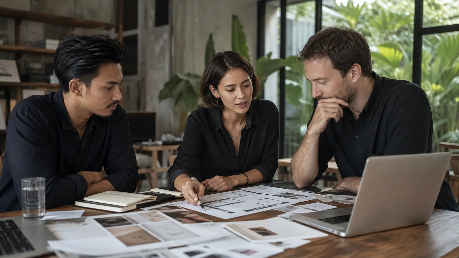 Drei Kreative aus Thailand und Europa bei einer gemeinsamen Arbeitsrunde